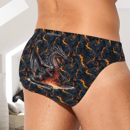 Dragon on Lava, Men’s Silk Briefs Underwear