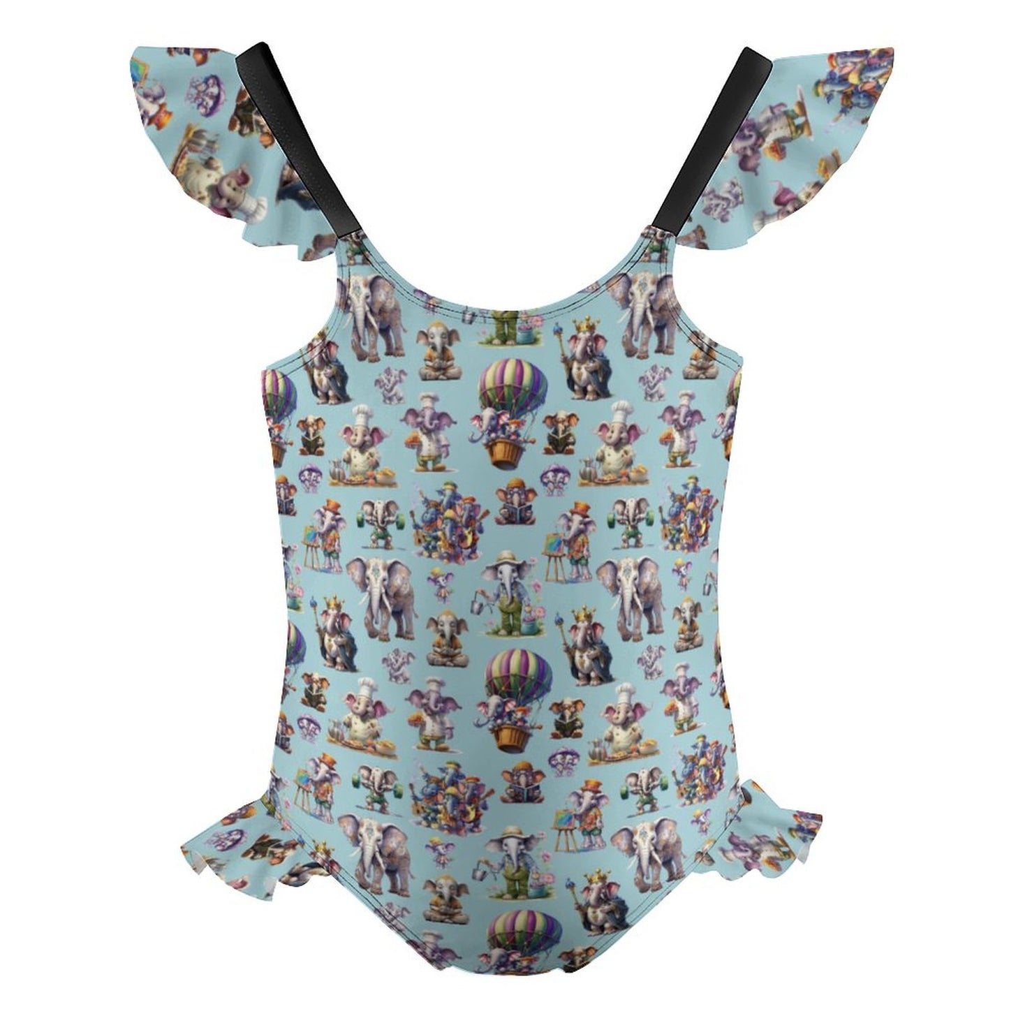 20 Misc Designs, Girls One-Piece Summer Swimsuit, Ruffle Shoulder