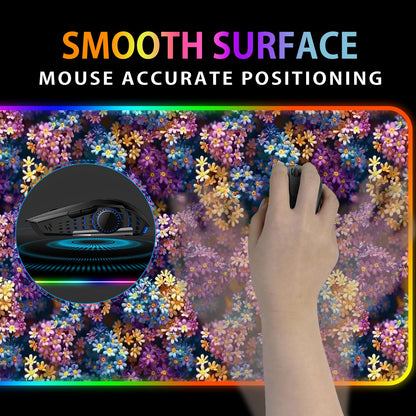 10 Beautiful Flower Designs, Wireless Charging Gaming Mouse Pads / Mat With Lights - 2 Sizes