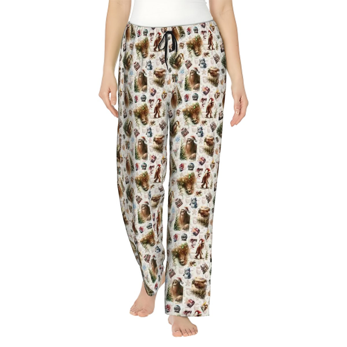 Christmas Sasquatch - Womens Pajama Pants Sasquatch Bigfoot Christmas