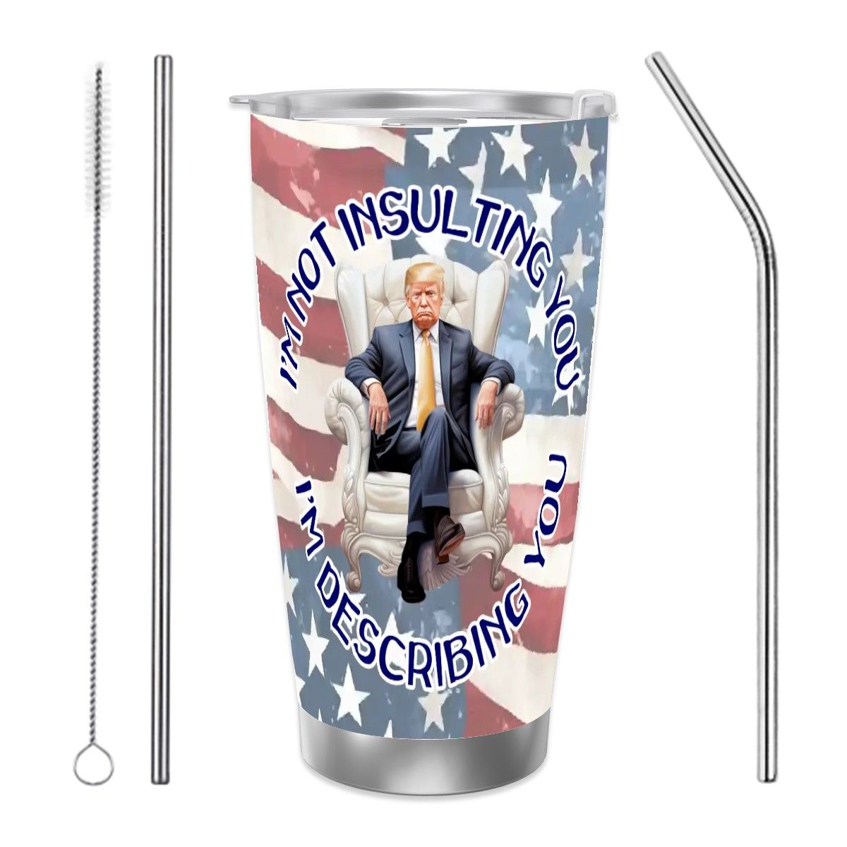 Donald Trump, 20 oz Travel Coffee Mug w/ Straw & Brush Options