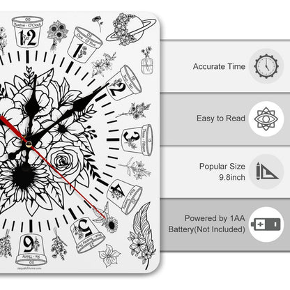 Flowers Square Wall Clock