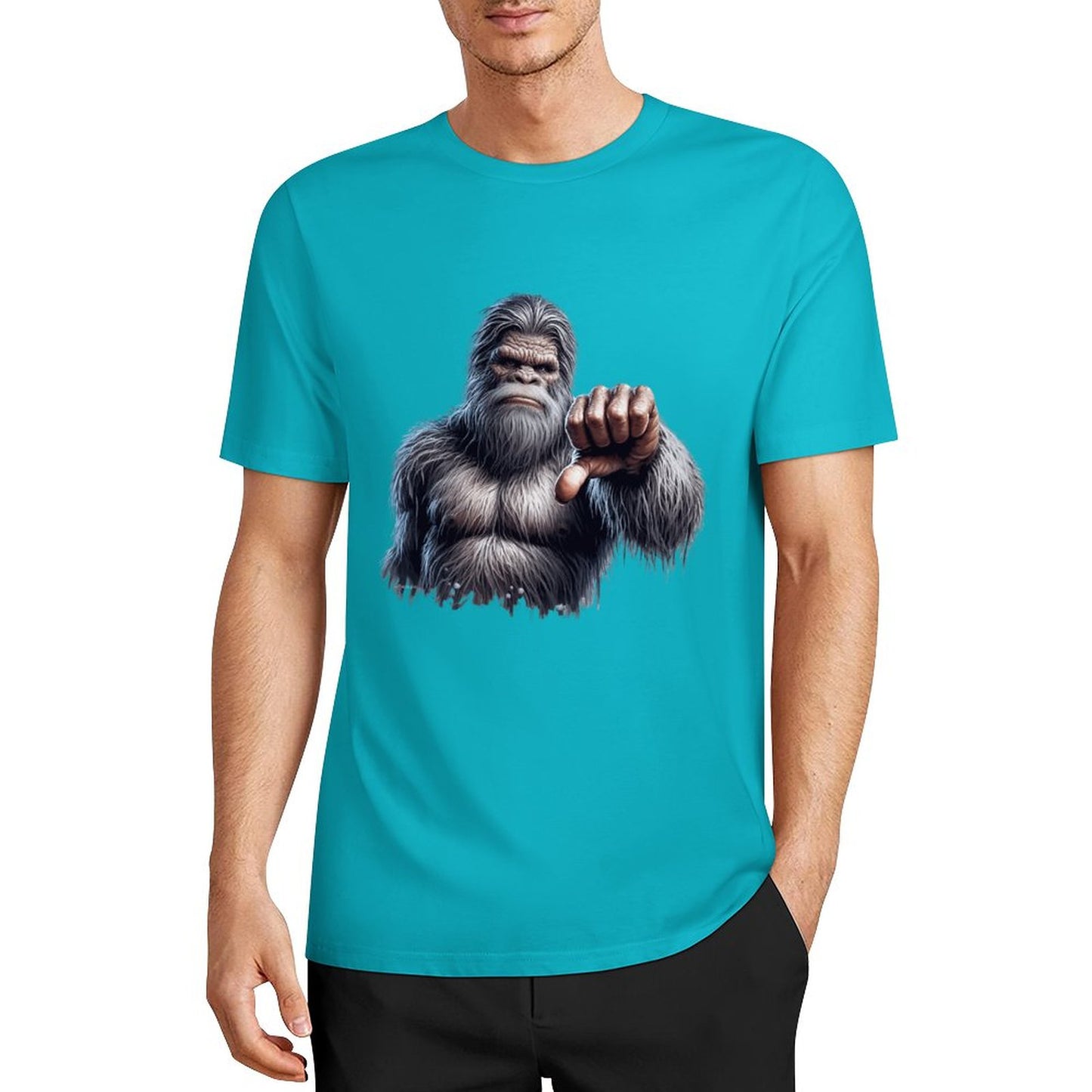 Bigfoot - Sasquatch Thumbs Down Short Sleeve Cotton T-Shirt