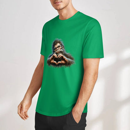 Bigfoot - Sasquatch Heart Hands Short Sleeve Cotton T-Shirt