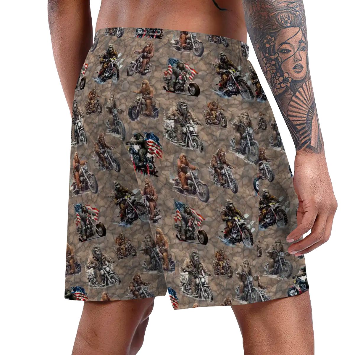 10 Bigfoot / Sasquatch Designs, Men’s Polyester, pocketed, pajama Shorts
