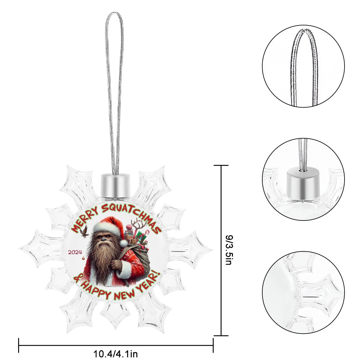 2024 Bigfoot Sasquatch Christmas Snowflake Decorations "Merry Squatchmas"