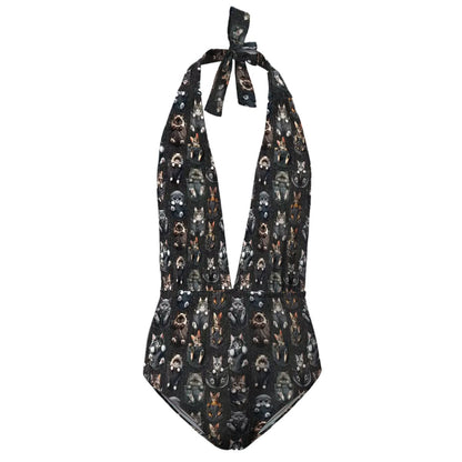 Kittens In Pockets, Women’s Deep V One Piece Swimsuit