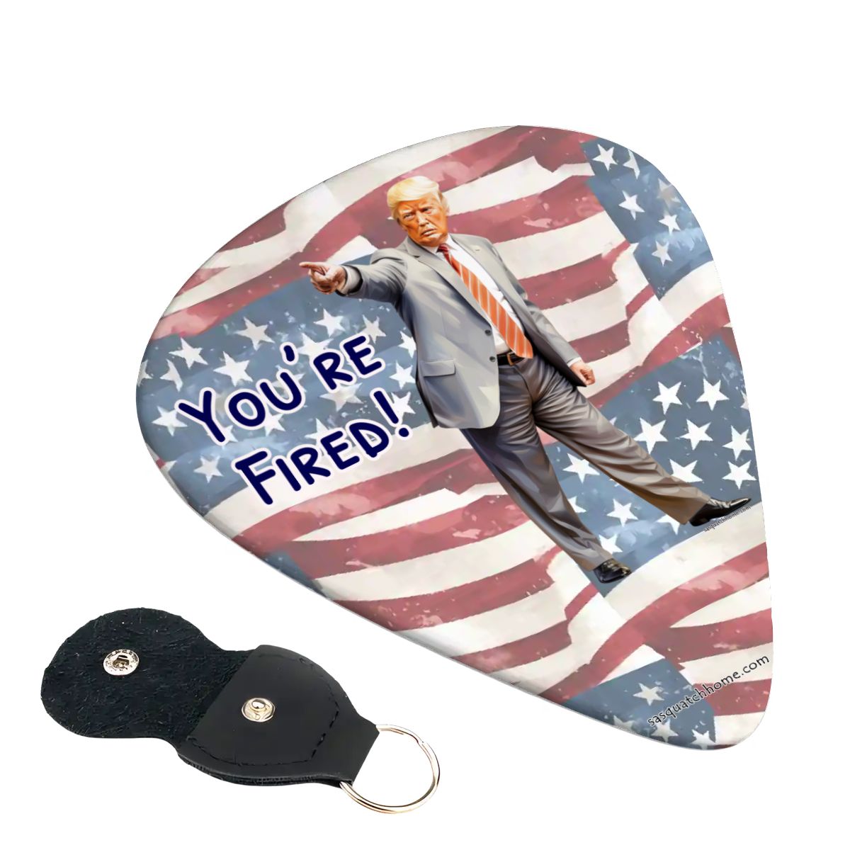6 Guitar Picks with Keychain Snap Case- Donald Trump, "You're fired"  – 3 Thicknesses