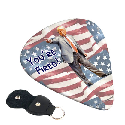 6 Guitar Picks with Keychain Snap Case- Donald Trump, "You're fired"  – 3 Thicknesses