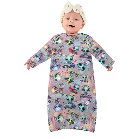 Baby Long Sleeve Faux Cotton Sleeper Gown