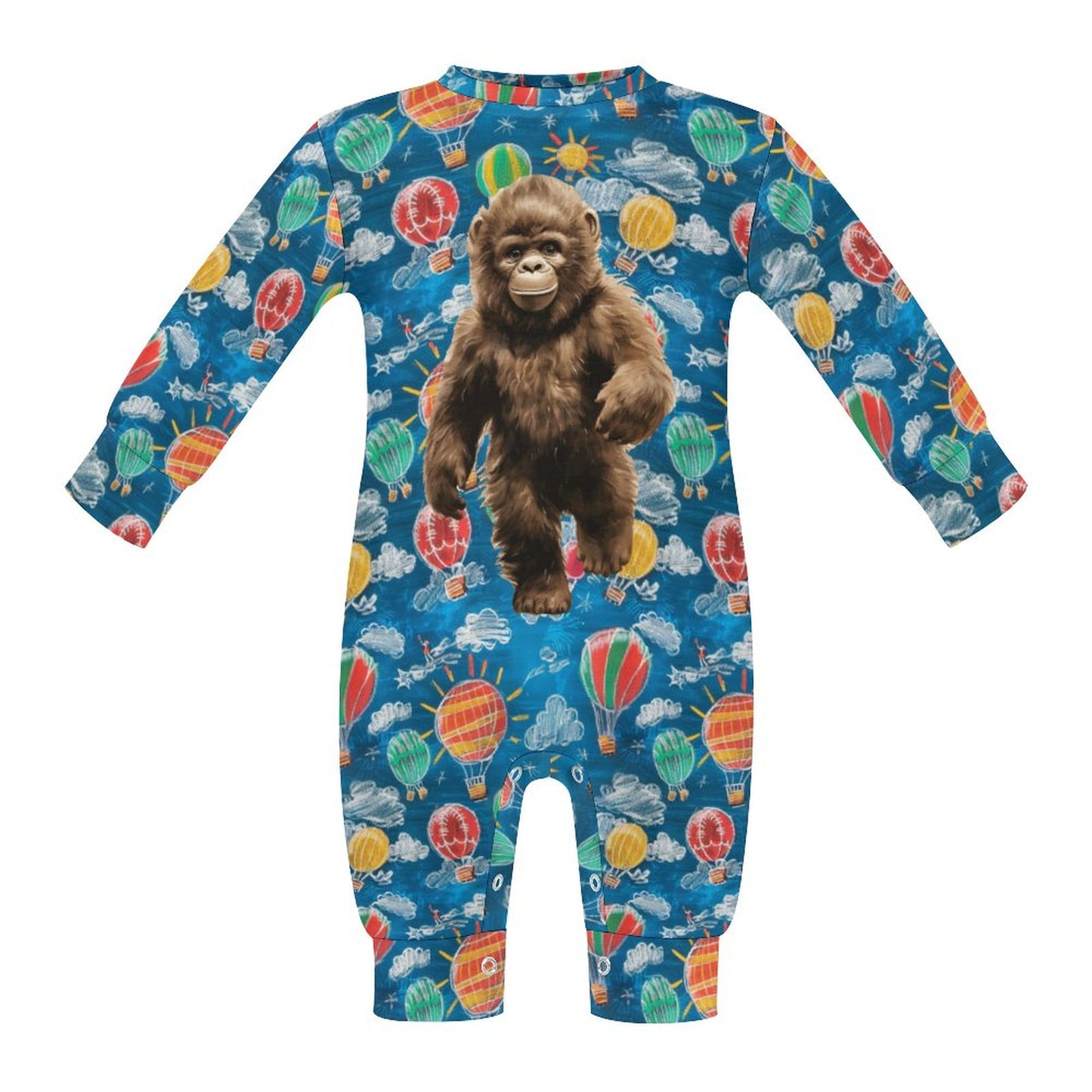Baby Sasquatch goes to School, Long Sleeve Baby / Toddler Romper, Faux Cotton