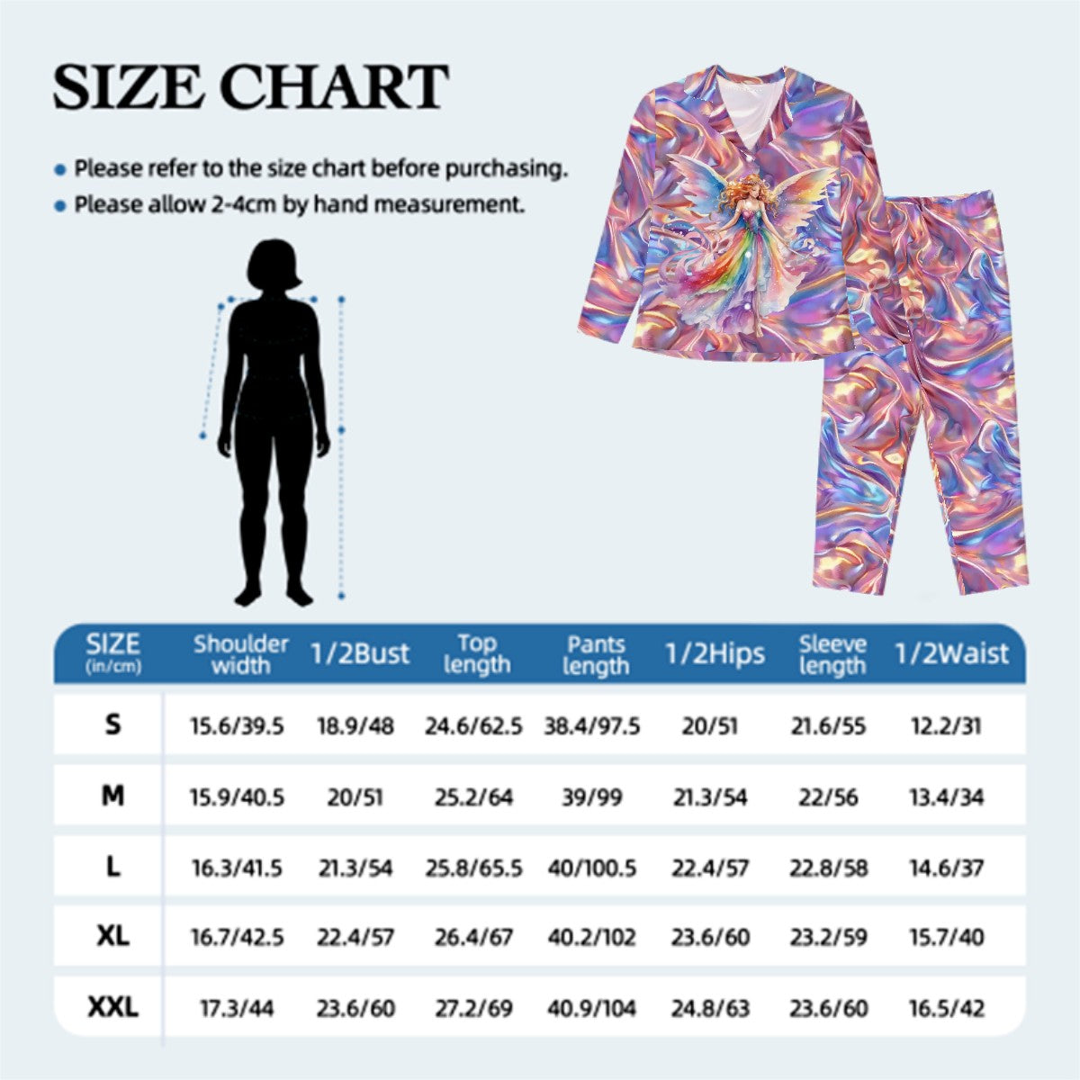 Fairy & Unicorn Themed Women’s Long Sleeved Pajama Set