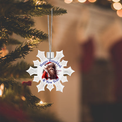 Bigfoot Sasquatch "Happy Hanukkah" Christmas Snowflake Decorations