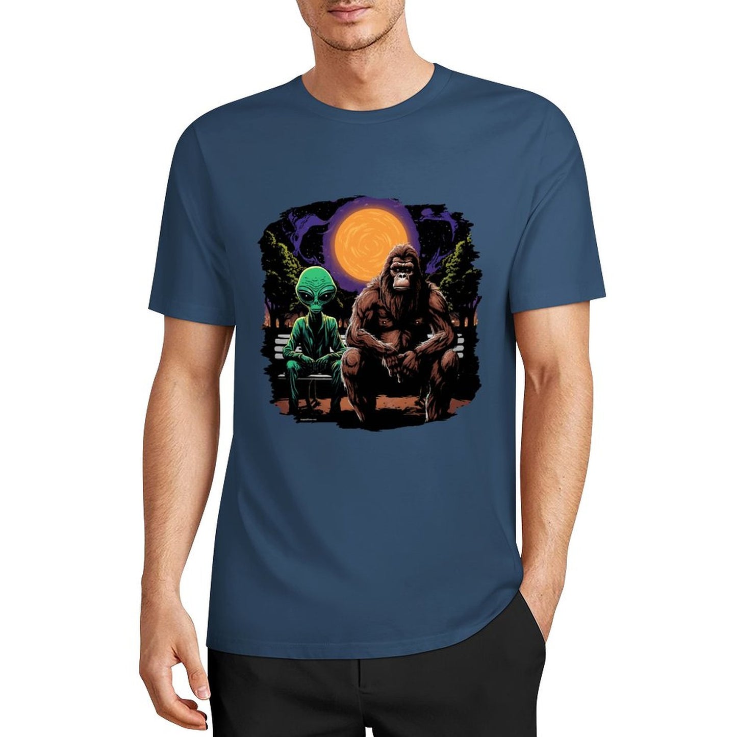 Bigfoot - Sasquatch & Alien Short Sleeve Cotton T-Shirt