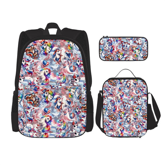 8 Patriot Designs, 3 Piece Bag Set – Oxford Backpack, Lunch Bag, Pencil Pouch