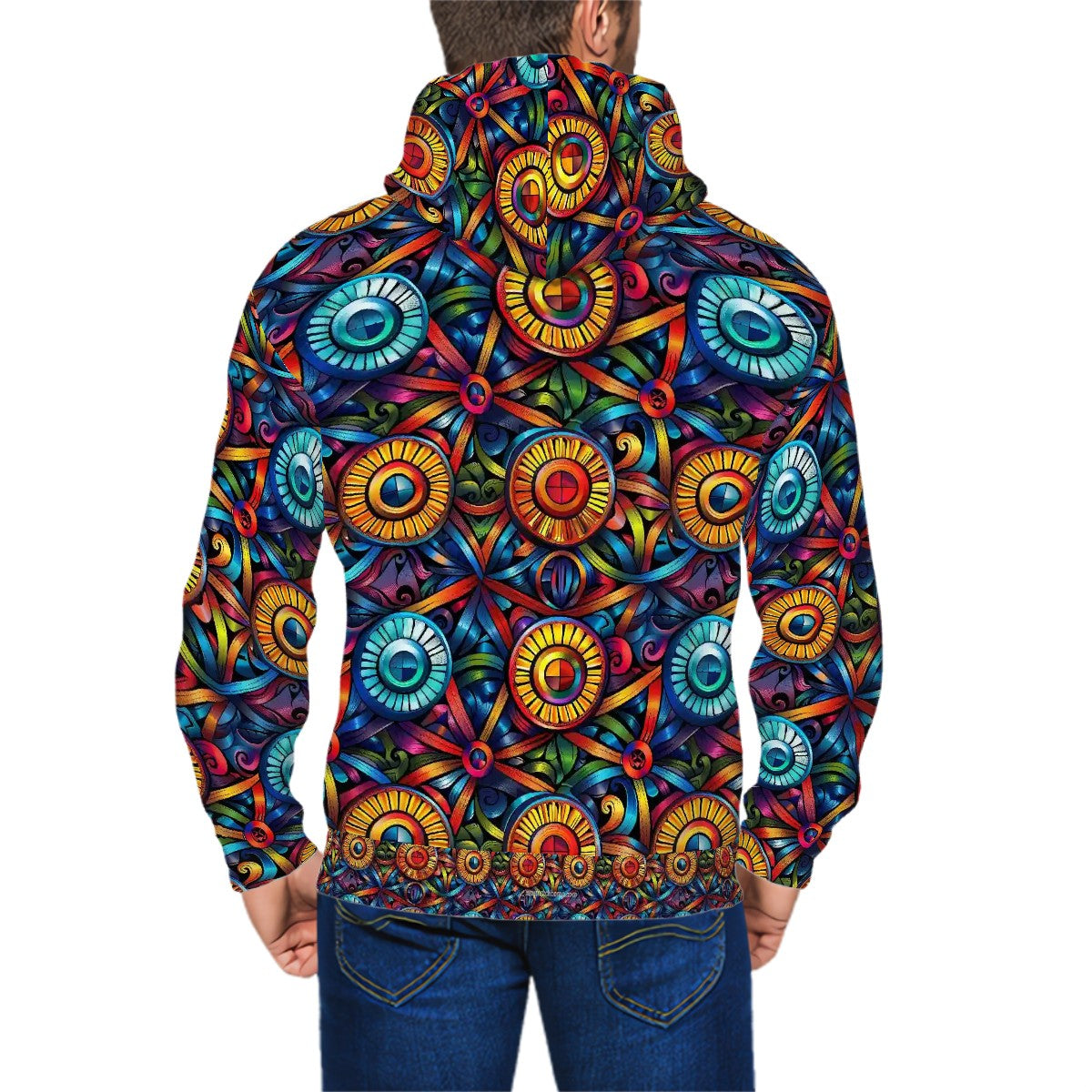 Psychedelic Designed Adult Zip Up Hoodie