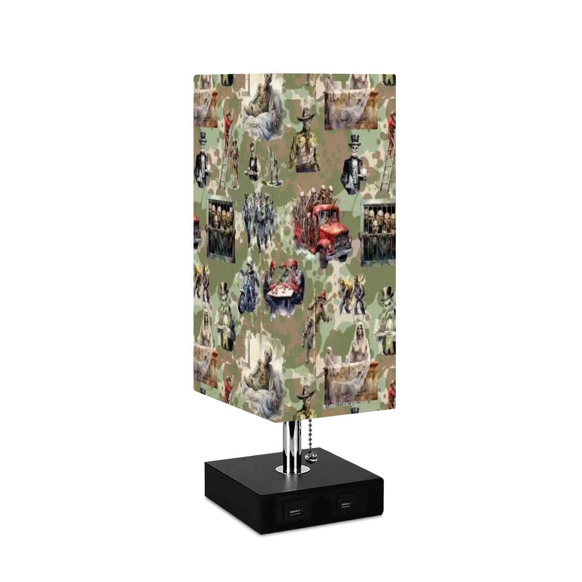 Zombie, Square Table Lamp with USB Ports, Charger