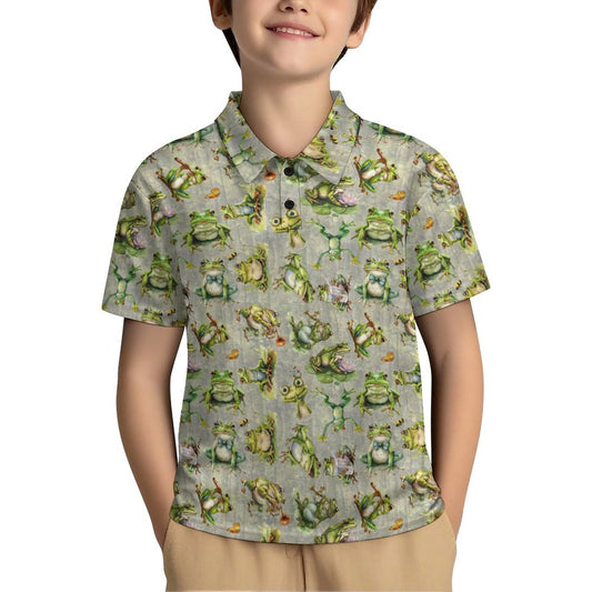 10 Animal Designs, Kids Button Down Polo Shirt