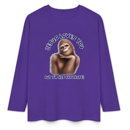 Bigfoot - Sasquatch "Jesus loves you..", Cotton Unisex Long Sleeve T-shirt