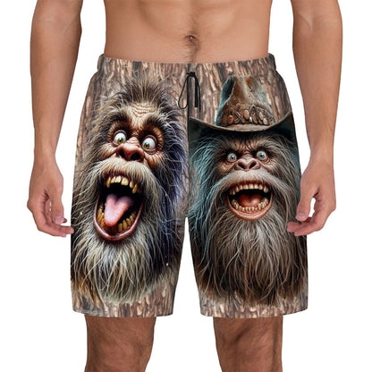 Sassy Sasquatch, Bigfoot, Men Beach Shorts / Swim trunks with 4 Pockets
