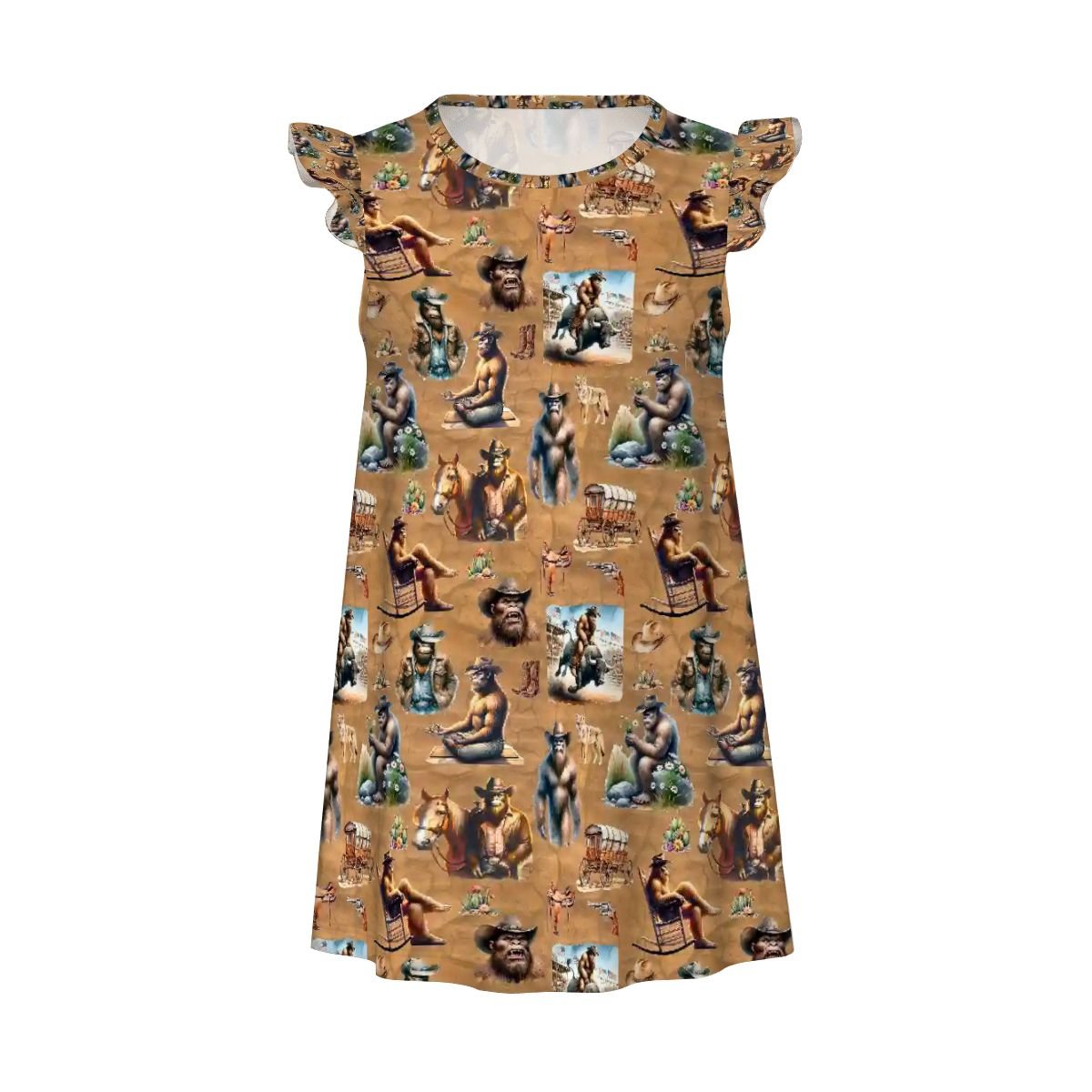 20 Bigfoot Sasquatch Designs, Girl's Flutter Sleeve Nightgown