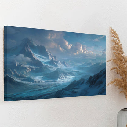 Cloudy Blue Mountains, Vintage Framed Canvas Art - 2 Sizes – Made in the USA