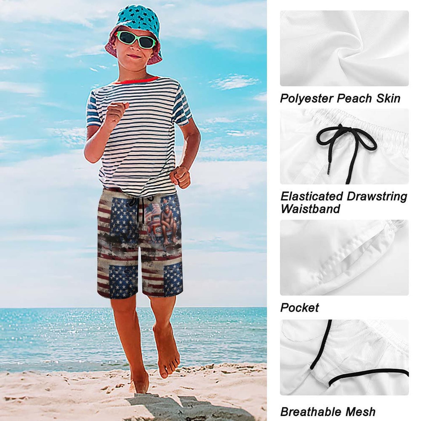 Patriot Bigfoot, Sasquatch, Children’s Beach Pants, Swim Shorts