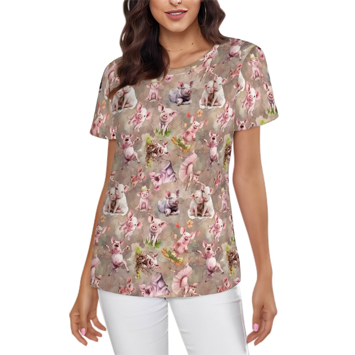 10 Animal Design, Women’s Polyester Short Sleeve T-Shirts - Many Designs, Horses, Dogs, Cats, PIgs