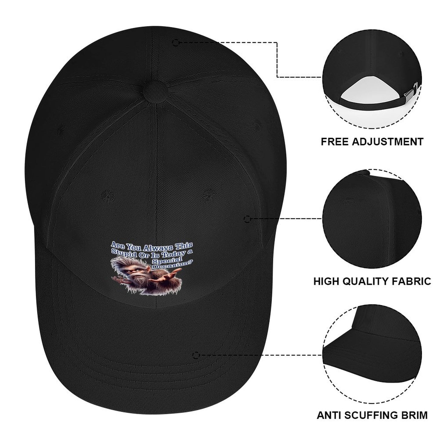 Bigfoot, Sasquatch, "Are you always this stupid..", Baseball Cap – 8 Colors