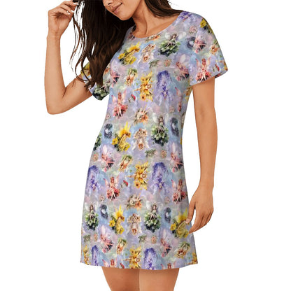 6 Fairy Designs, Women’s Loose Fit Short Sleeve Night Gown