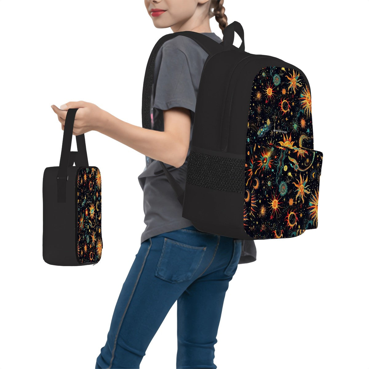 Astrology Designs, 3 Piece Bag Set – Oxford Backpack, Lunch Bag, Pencil Pouch