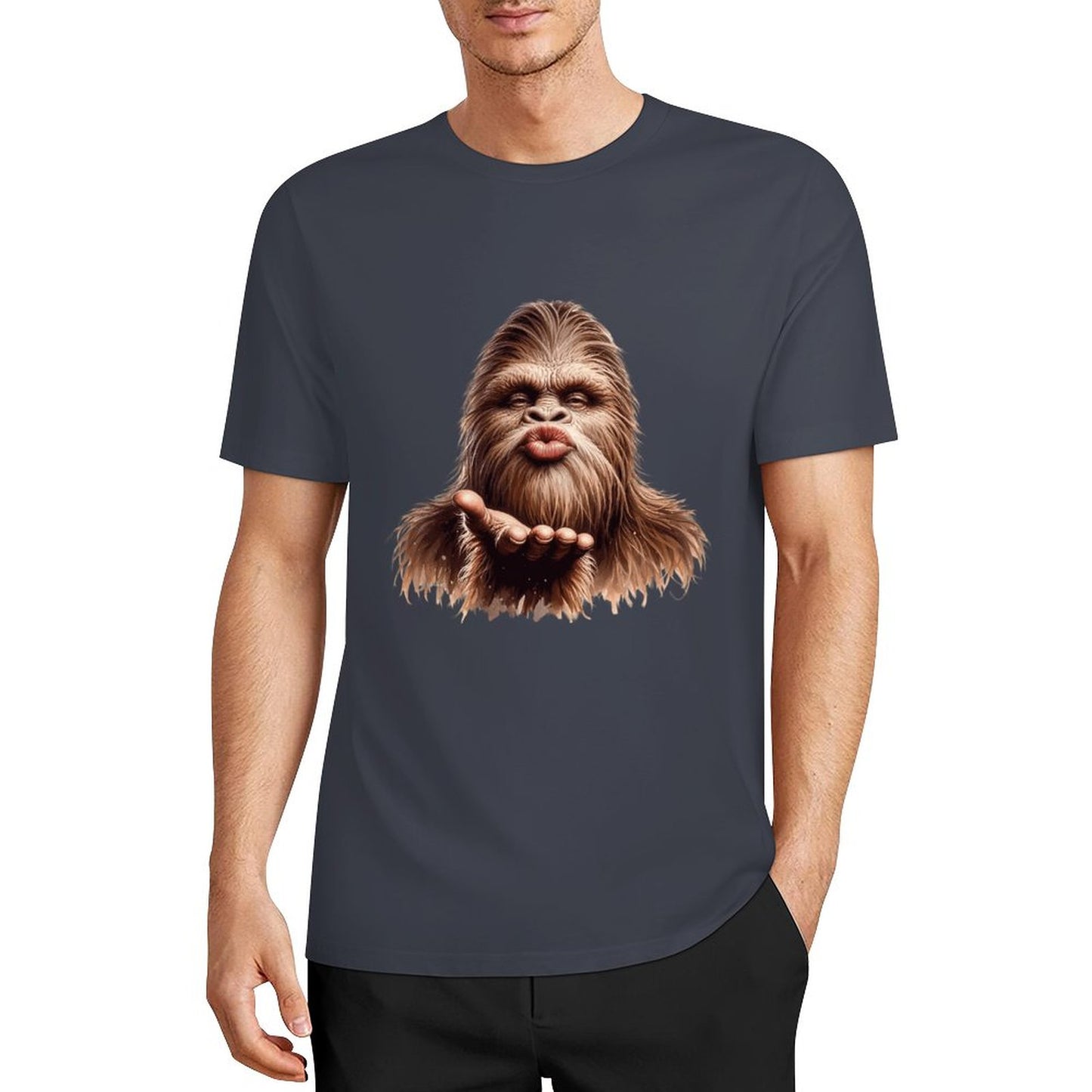 Bigfoot - Sasquatch Blow Kiss Short Sleeve Cotton T-Shirt