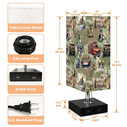 Zombie, Square Table Lamp with USB Ports, Charger