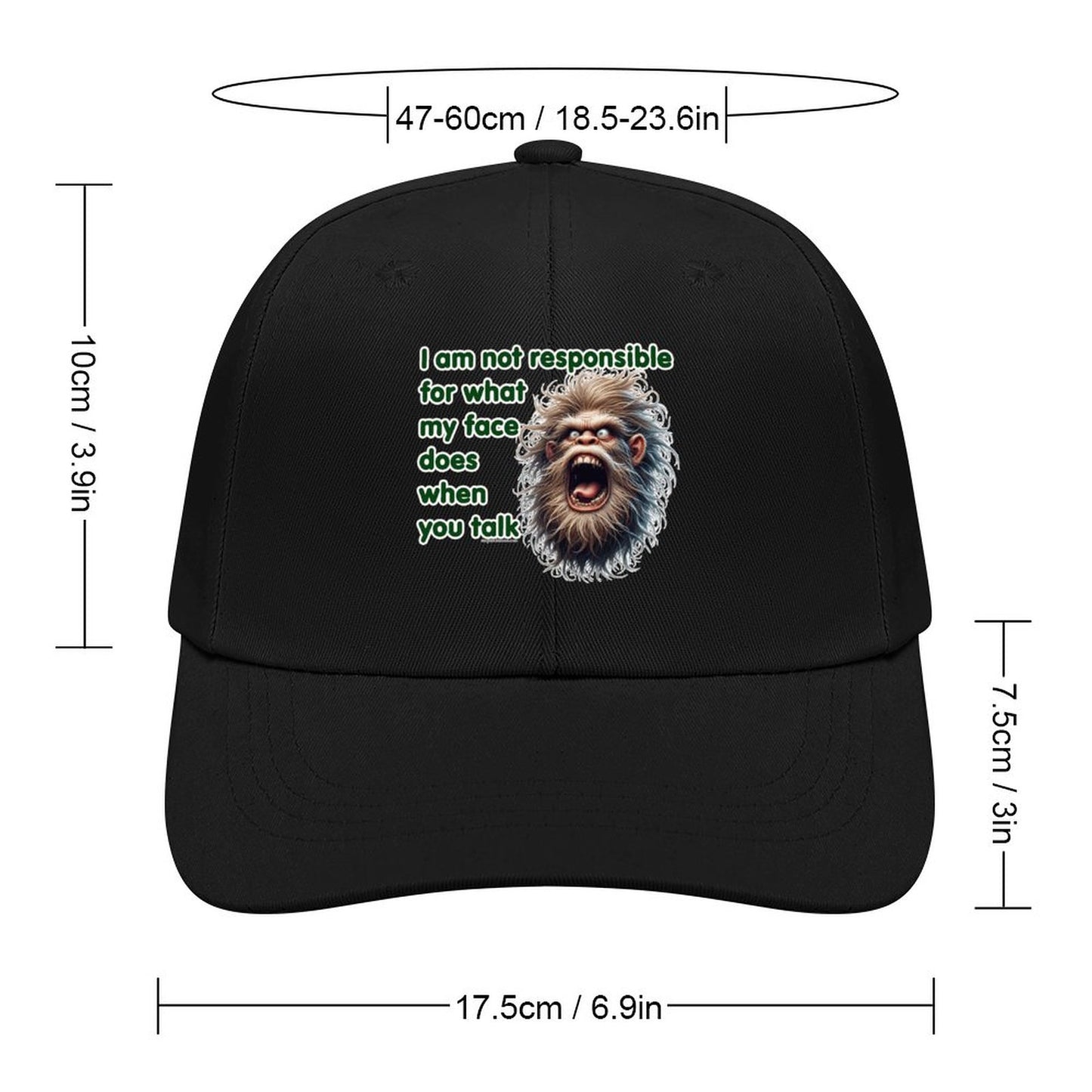 Bigfoot, Sasquatch “I am not responsible..", Baseball Cap – 8 Colors