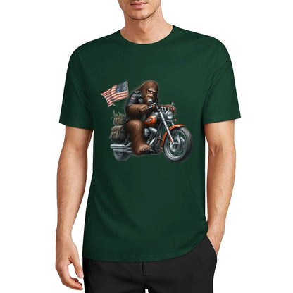 Bigfoot - Sasquatch on Motorcycle Short Sleeve Cotton T-Shirt