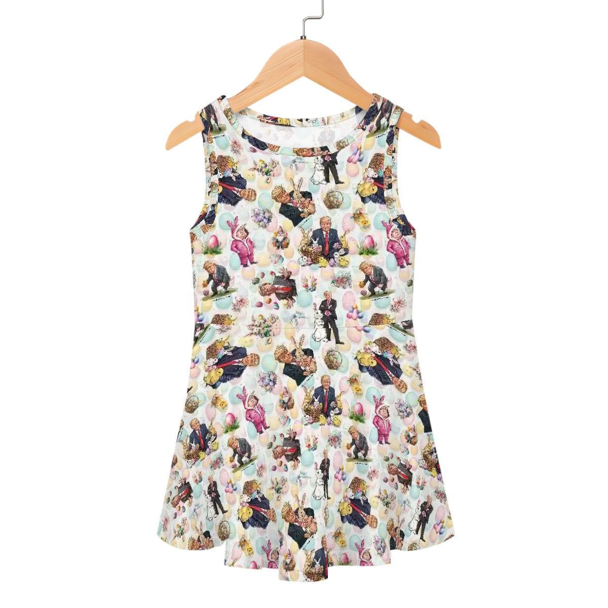 Donald Trump Themed Girls Polyester Sleeveless Dress
