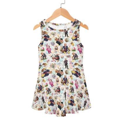 Donald Trump Themed Girls Polyester Sleeveless Dress