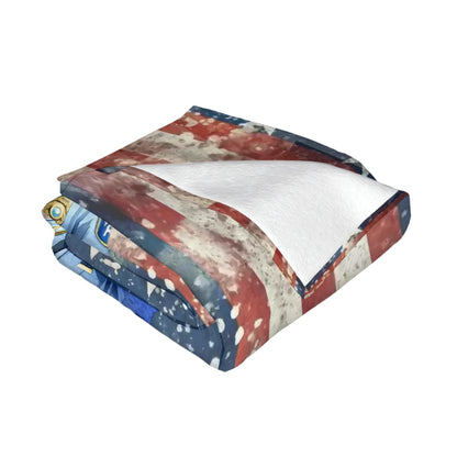 Bigfoot Sasquatch Police Officer, Soft Flannel Blanket