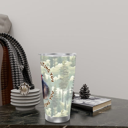 Sasquatch "Describing You", Themed 40 oz Travel Coffee Mug with a Straw