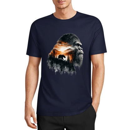 Bigfoot - Sasquatch Scenery Short Sleeve Cotton T-Shirt