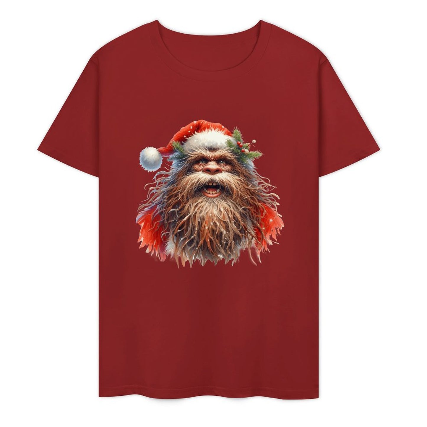 Bigfoot - Sasquatch Santa Short Sleeve Cotton T-Shirt