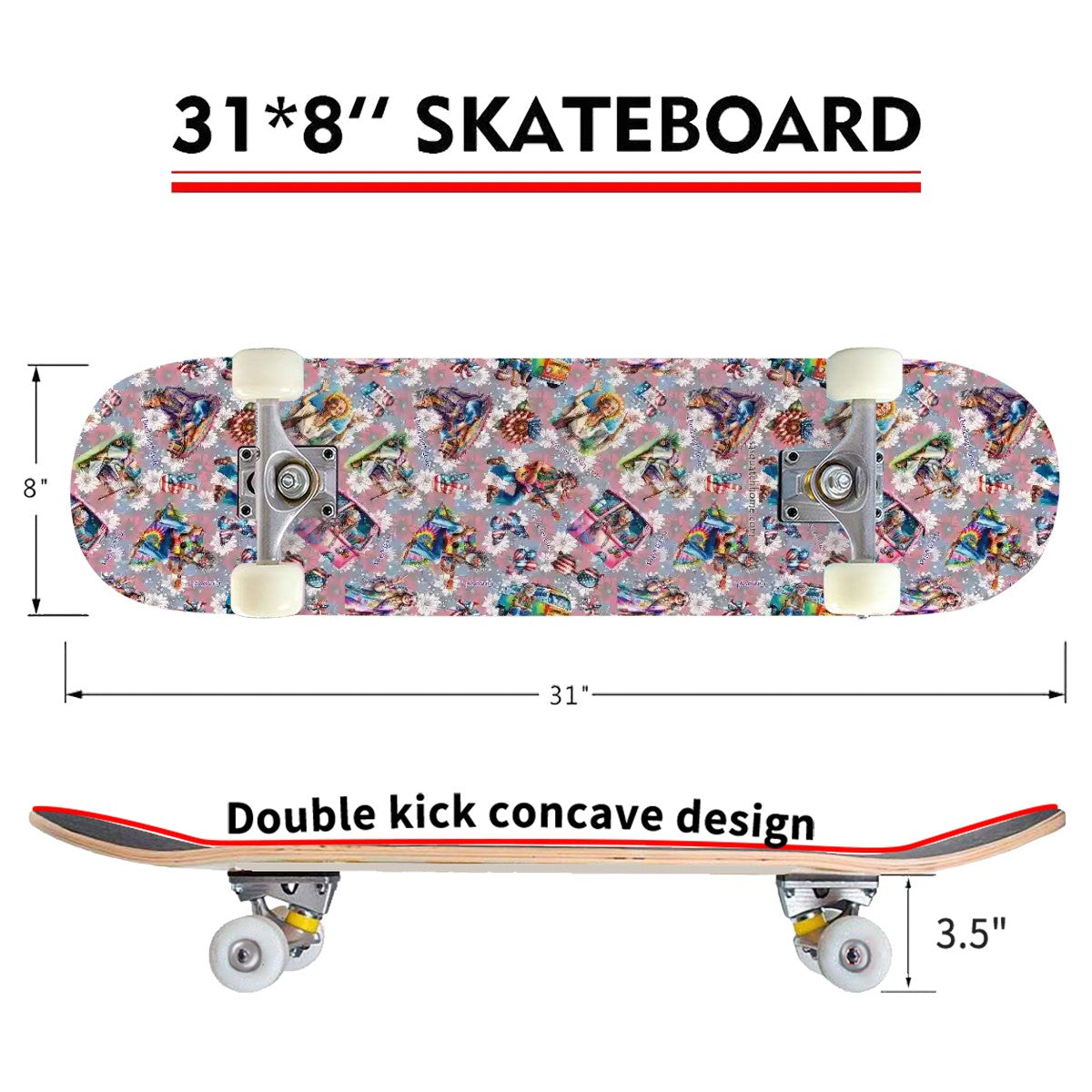 8 Patriot Designs, High Density 7 Layer Skateboard, Made In USA