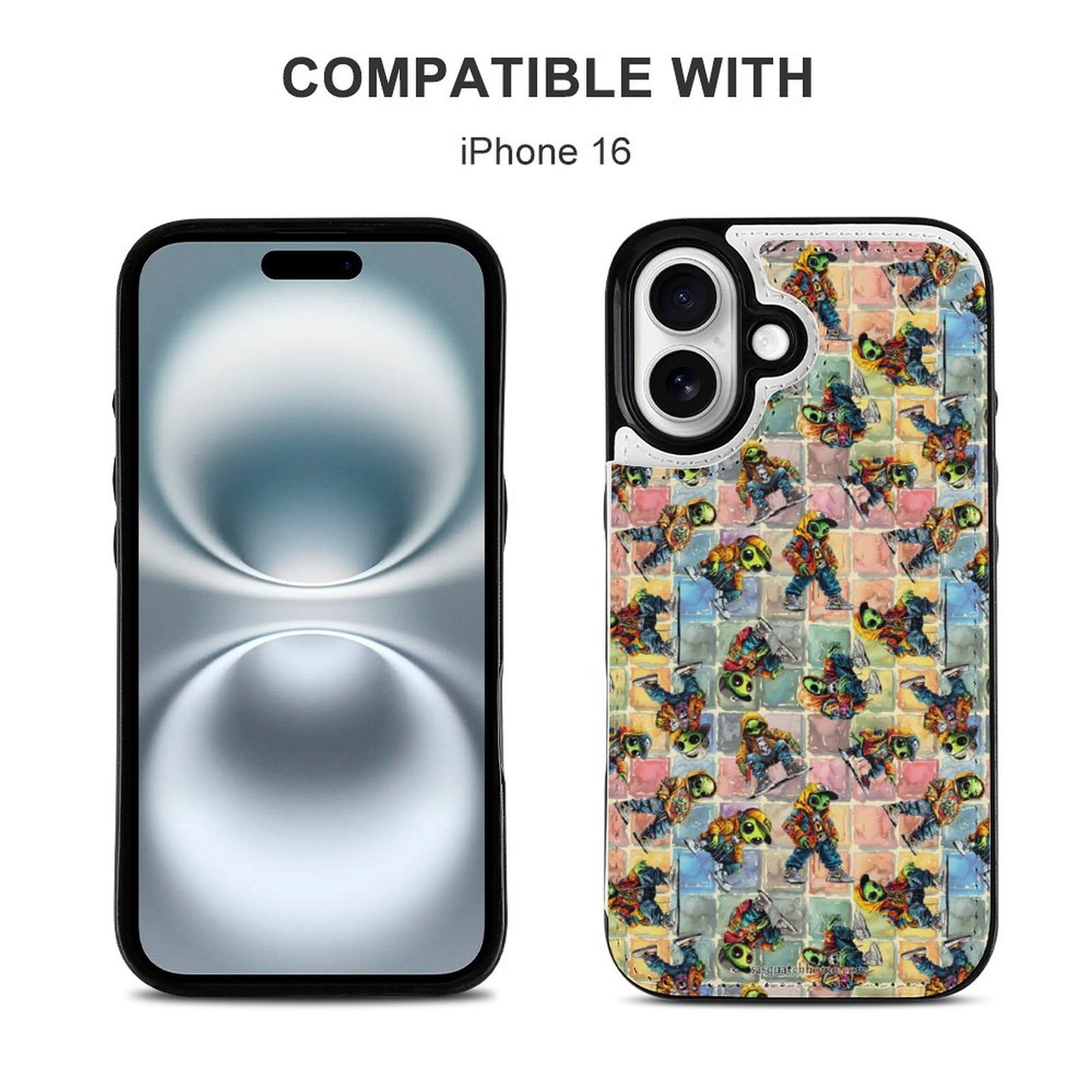 6 Alien Designs, iPhone 16 Faux Leather Wallet Case