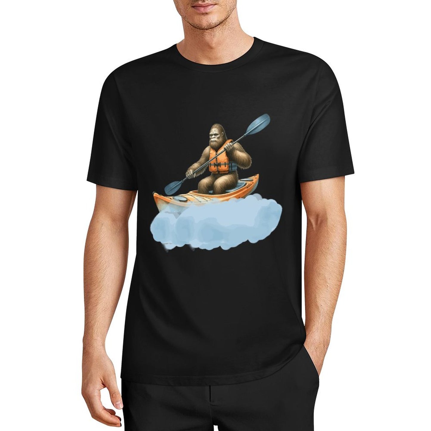 Bigfoot - Sasquatch Kayaking Short Sleeve Cotton T-Shirt