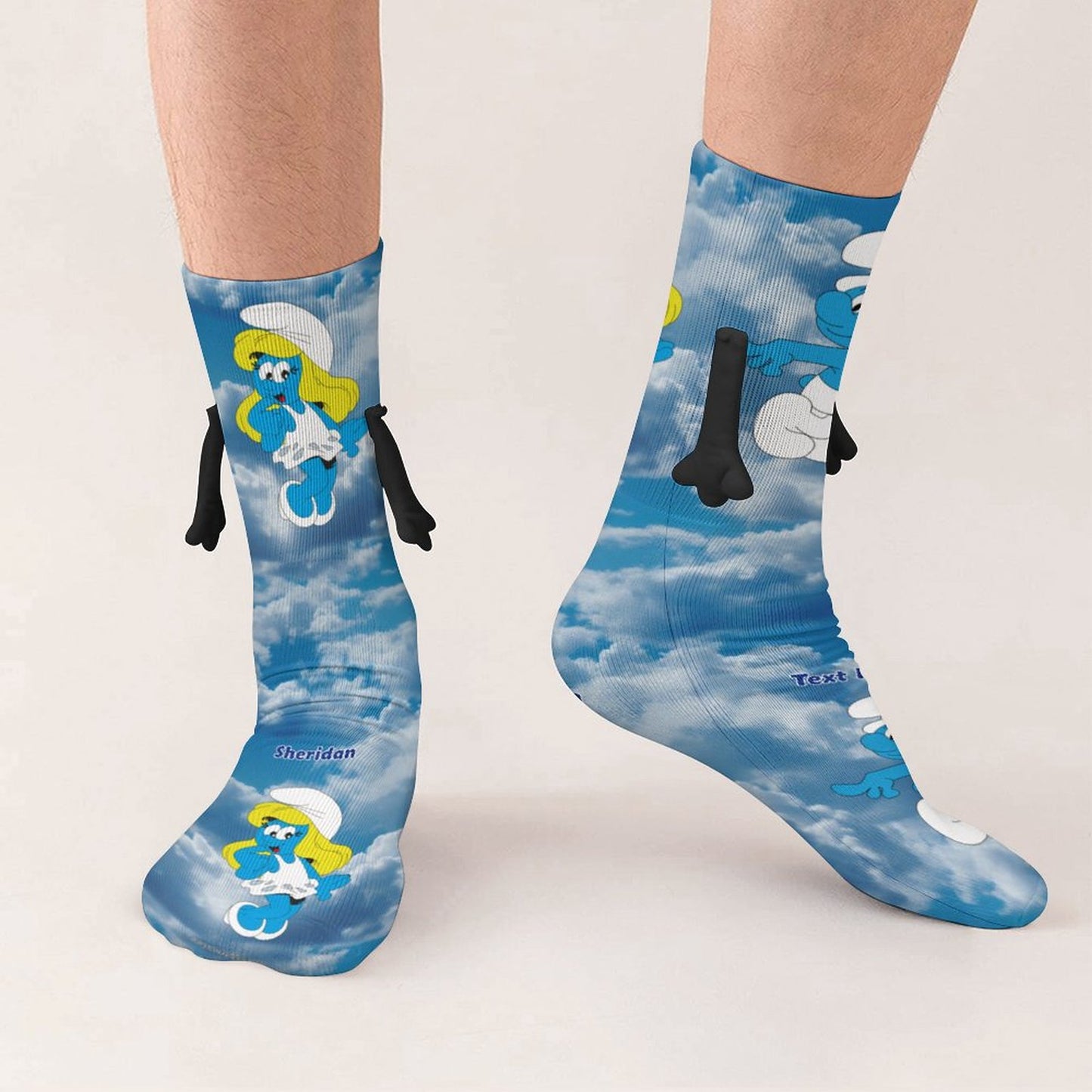 Smurf Magnetic Holding Hands Funny Socks – PERSONALIZE FREE