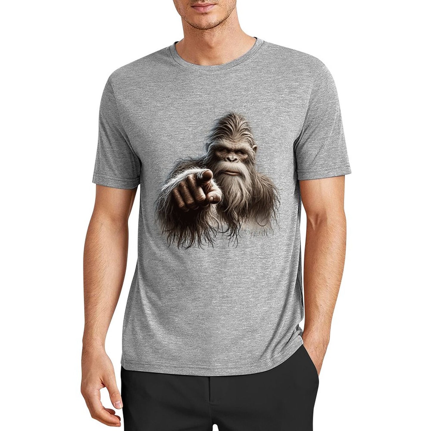 Bigfoot - Sasquatch Pointing Short Sleeve Cotton T-Shirt