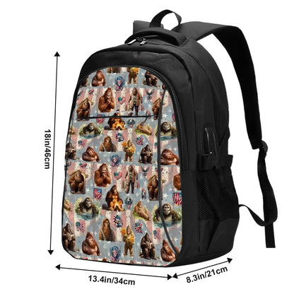 20 Bigfoot / Sasquatch Designs, Large Capacity, Laptop Bag with USB Charger