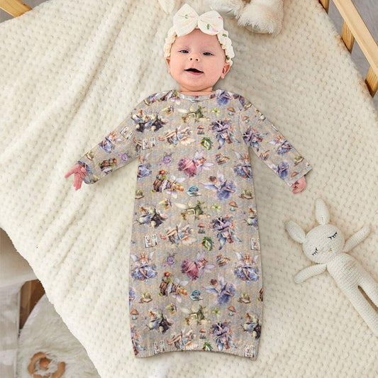 6 Fairy Designs, Baby Long Sleeve Faux Cotton Sleeper Gown