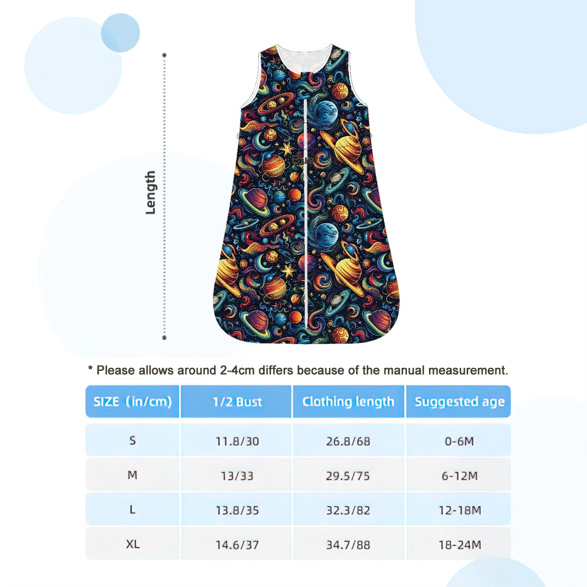 12 Galaxy Outer Space Designs, Sleeveless Baby Sleep Sack
