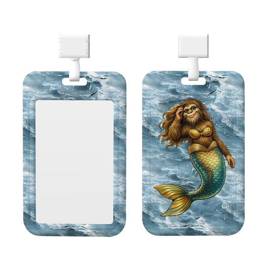 Mermaid Sasquatch, Bigfoot, Durable Double Sided Badge Holder
